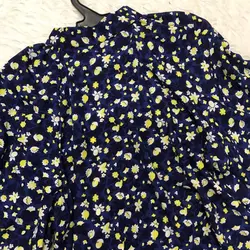 شومیز آستین پفی طرح شکوفه زرد