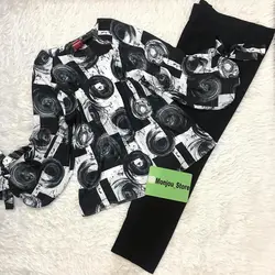 شومیز آستین واشری حلقه سیاه و سفید