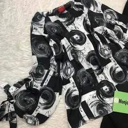 شومیز آستین واشری حلقه سیاه و سفید