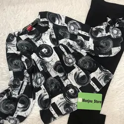 شومیز آستین واشری حلقه سیاه و سفید