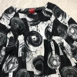 شومیز آستین واشری حلقه سیاه و سفید