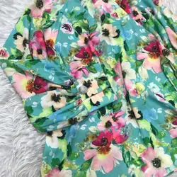 کیمونو طرح گل سرخابی زمینه سبز