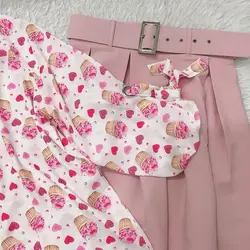 شومیز آستین واشری طرح کاپ کیک