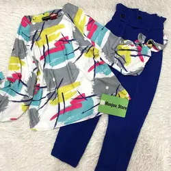 شومیز آستین واشری طرح قلمو آدامسی