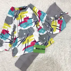 شومیز آستین واشری طرح قلمو آدامسی