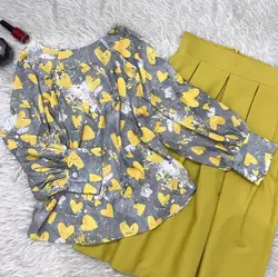 کیمونو طرح قلب زرد