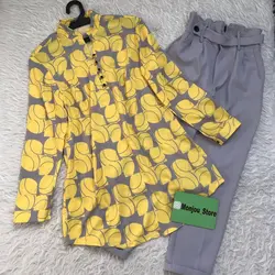 تونیک یقه پنج دکمه طرح سایه زرد