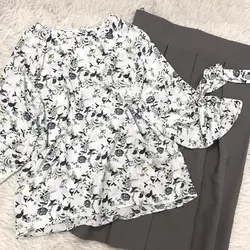 شومیز آستین واشری طرح باغ بهشتی