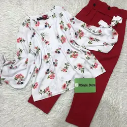 شومیز آستین واشری گل انار