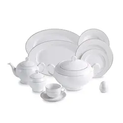 سرویس چینی زرین سری ایتالیا اف مدل سپید صدف - 102 پارچه غذاخوری