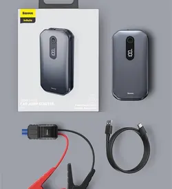 پاوربانک و جامپ استارتر خودرو بیسوس Baseus CRJS03-01 ( کالا پلمپ کمپانی ، اصل و اورجینال ، یک هفته مهلت تست سلامت و تعویض کالا + 6 ماه گارانتی معتبر بیسوس )