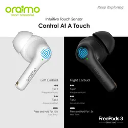 هندزفری بلوتوثی ارایمو Oraimo FreePods 3 Wireless Headphone (کالا پلمپ کمپانی، اصل و اورجینال، ضمانت اصالت و سلامت به همراه گارانتی تعویض)