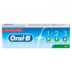 خمیردندان 1.2.3 اورال بی Oral B با رایحه نعناع و فلوراید فعال حجم 100 میلی