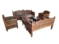 مبلمان سنتی 7 نفره nasr-7xs5 به همراه 3 میز