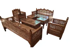 مبلمان سنتی 7 نفره nasr-7xs5 به همراه 3 میز