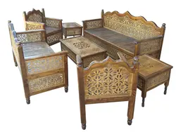 مبلمان سنتی 7 نفره nasr-7xs5 به همراه 3 میز