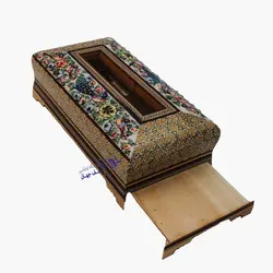 جای دستمال کاغذی خاتم کاری کد kj2631