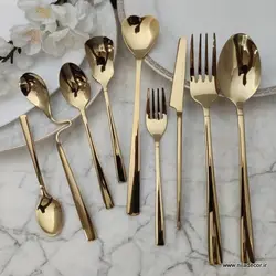 سرویس قاشق و چنگال طلایی دونا