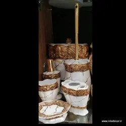 ست بهداشتی رزین مدل سلطنتی صدفی مرمر