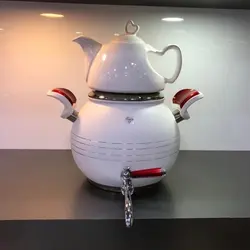 کتری قوری شیردار طرح قلب سفید