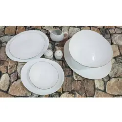 خرید ظروف آرکوپال ۶ نفره طرح بیضی لب طلا - نیلادکور
