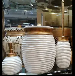 ست بهداشتی رزین مدل موج سفید طلایی