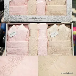 خرید ست حوله ویونا بامبو صورتی کرمی - نیلادکور