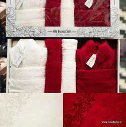 خرید ست حوله ویونا بامبو زرشکی سفید - نیلادکور