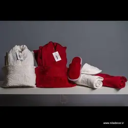 خرید ست حوله ویونا بامبو زرشکی سفید - نیلادکور