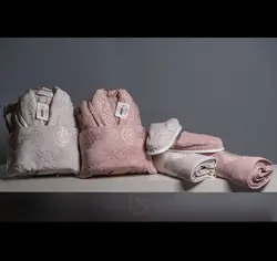 ست حوله دو نفره کلارا بژ و خاکستری مات