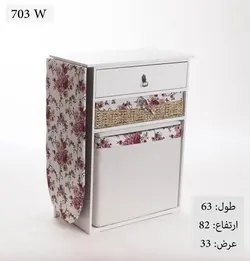 میز اتو و جا چرخ خیاطی سبد دار کد ۷۰۳W رنگ سفید