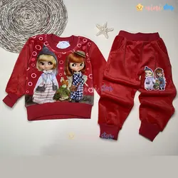 ست بلوز شلوار مخمل دخترانه قرمز - نی نی استار | فروشگاه اینترنتی لباس کودک