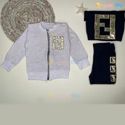 ست سویشرت و تیشرت و شلوار دخترانه FENDI سه تکه - نی نی استار | فروشگاه اینترنتی لباس کودک