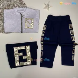 ست سویشرت و تیشرت و شلوار دخترانه FENDI سه تکه - نی نی استار | فروشگاه اینترنتی لباس کودک