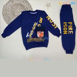 ست بلوز و شلوار پسرانه مدل FIRE IS ON s سورمه ای - نی نی استار | فروشگاه اینترنتی لباس کودک