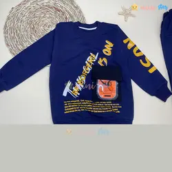 ست بلوز و شلوار پسرانه مدل FIRE IS ON s سورمه ای - نی نی استار | فروشگاه اینترنتی لباس کودک