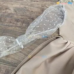 ست کلاه و پیراهن مجلسی دخترانه آستین توری پارچه مازاراتی - نی نی استار | فروشگاه اینترنتی لباس کودک