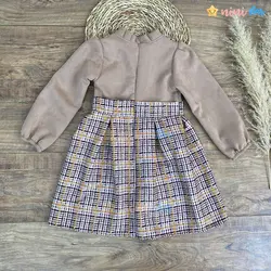 ست کیف و پیراهن دخترانه مدل چهارخانه (کار گرم)