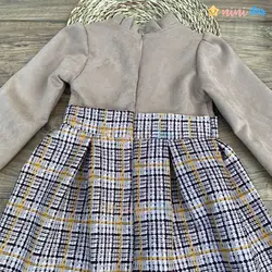 ست کیف و پیراهن دخترانه مدل چهارخانه (کار گرم)