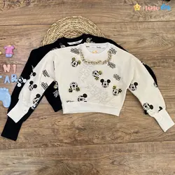 کراپ تک دخترانه مدل میکی موس فینگر دار 4 تا 8 سال - نی نی استار | فروشگاه اینترنتی لباس کودک
