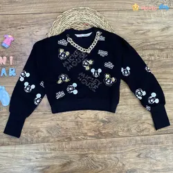 کراپ تک دخترانه مدل میکی موس فینگر دار 4 تا 8 سال - نی نی استار | فروشگاه اینترنتی لباس کودک