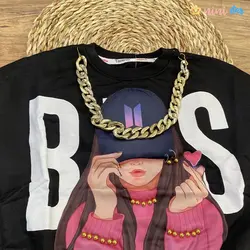 کراپ تک دخترانه مدل BTS فینگر دار 3 تا 10 سال - نی نی استار | فروشگاه اینترنتی لباس کودک