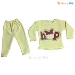 بلوز شلوار حوله ای دخترانه طرح میمون-زرد - نی نی استار | فروشگاه اینترنتی لباس کودک