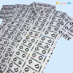 ست پیراهن هاوایی و شلوارک کتان پسرانه طرح D&G سفید - نی نی استار | فروشگاه اینترنتی لباس کودک