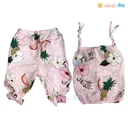 تاپ شلوارک نخی صورتی طرح آناناس - نی نی استار | فروشگاه اینترنتی لباس کودک