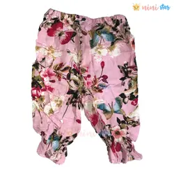 تاپ شلوارک نخی صورتی طرح پروانه و گل - نی نی استار | فروشگاه اینترنتی لباس کودک
