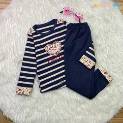 ست بلوز شلوار دخترانه مدل راه راه قلبی 1 تا 6 سال - نی نی استار | فروشگاه اینترنتی لباس کودک