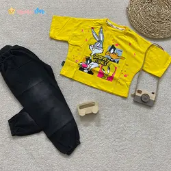 کراپ و شلوار جین دخترانه مدل خرگوش و اردک 2 تا 9 سال - نی نی استار | فروشگاه اینترنتی لباس کودک