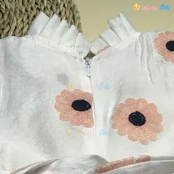 پیراهن سفید گلدار دخترانه - نی نی استار | فروشگاه اینترنتی لباس کودک