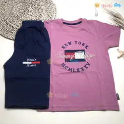 تی شرت شلوارک پسرانه مدل new york بنفش - نی نی استار | فروشگاه اینترنتی لباس کودک